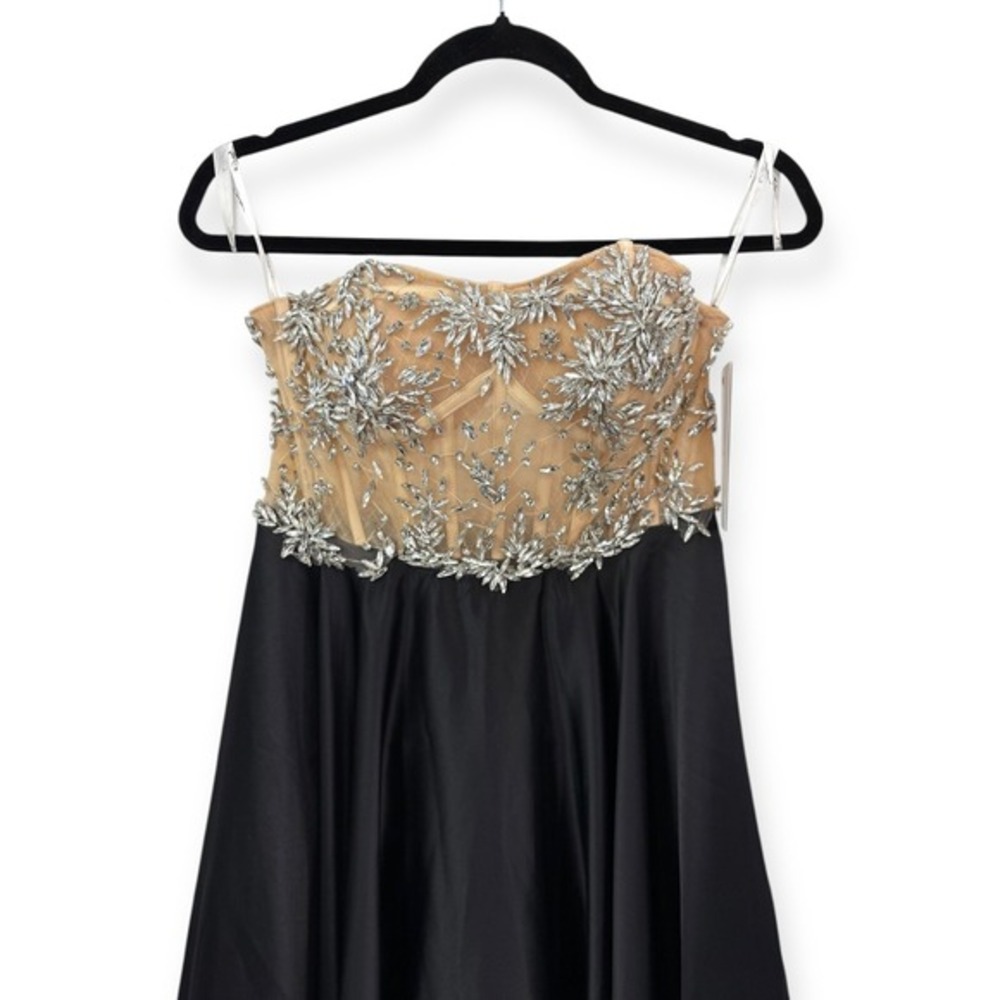 NWT Mac Duggal Black Nude Strapless Embellished Bustier Ball Gown $898 - Size 8 - Picture 4 of 15